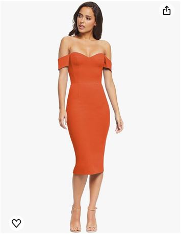 Dress the Population Women's Bailey Off The Shoulder Sweetheart Bodycon Midi She
