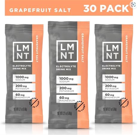 LMNT Keto Electrolyte Powder Packets  | Grapefruit Salt | 30 Stick Packs