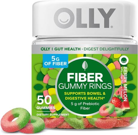 BB 12/24 OLLY Fiber Gummy Rings, 5g Prebiotic Fiber, FOS