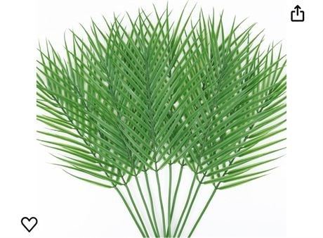 CEWOR 10 Pcs Artificial Palm Leaves Greenery Tropical Palm Tree Leaves Fake Arec