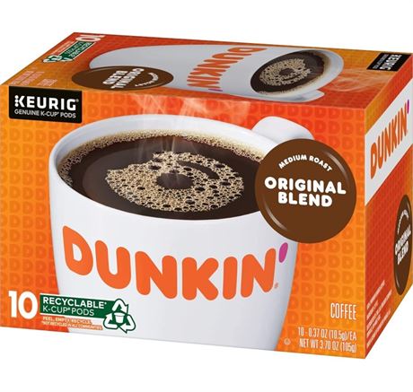 BB:07/31/24 Dunkin' Donuts Coffee for K-Cup Pods, Original Blend, 10 Count