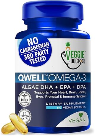 EXP 10/31/25 Vegan Omega 3 Supplement - Omega 3 Fish Oil Alternative - No Carrag