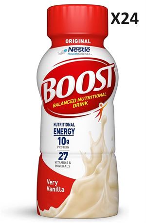 24 PACK Boost Original Complete Nutritional Drink, Very Vanilla, 8 Fluid Ounce