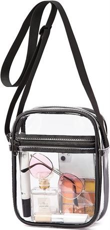 Vorspack Clear Bag Stadium Approved - PVC Clear Purse Clear Crossbody Bag with Front Pocket for Concerts Sports Festivals