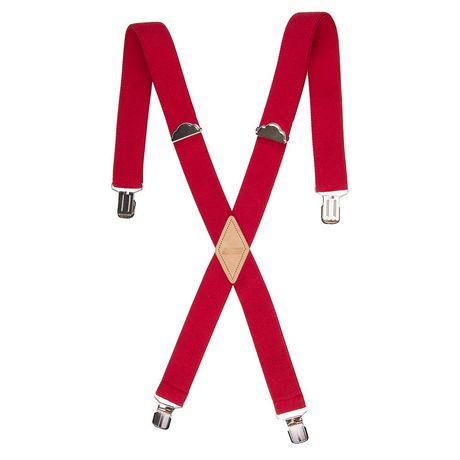 Genuine Dickies Men's 1-1/2 Leather Trim Suspenders Red One Size