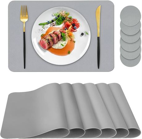 Placemats Set of 6, Placemat with Coasters Heat Stain Scratch Resistant
