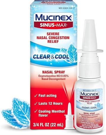 Mucinex Sinus-Max Nasal Spray Decongestant, 12 Hour Over-The-Counter Medication