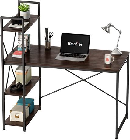 Bestier Computer Desk with Shelves 47 Inch, Reversible Writing Desk