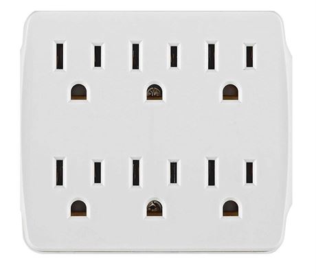 6 Outlet Extender Wall Tap 15 Amp Grounded Adapter
