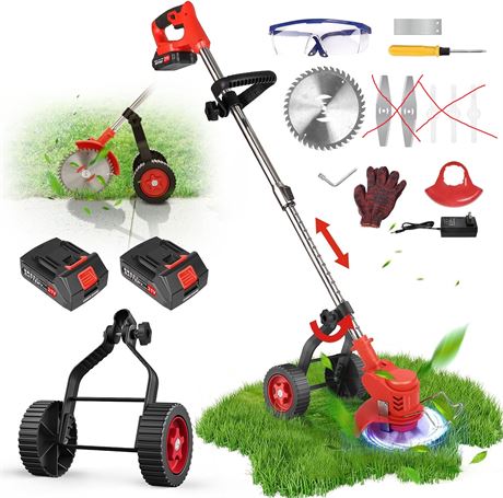 Electric Weed Wacker Battery Powered Brush Cutter, 2 * 2.0Ah Battery Weed Eater