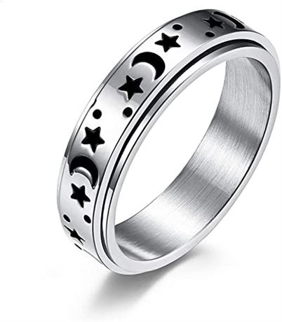 Size: 5 -FIBO STEEL Stainless Steel Spinner Ring for Women Fidget Band Ring