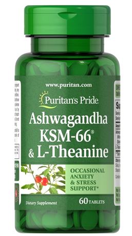 60 Tablets - Puritan's Pride Ashwagandha KSM-66 & L-Theanine