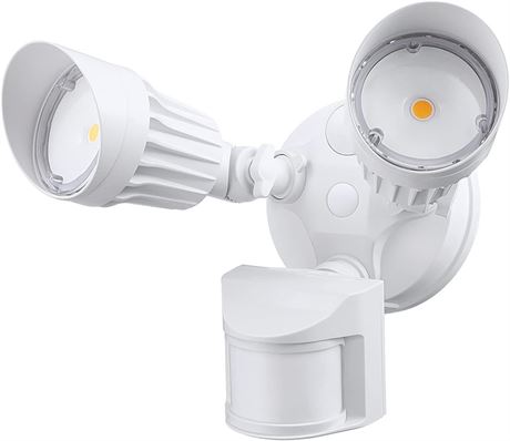 20W Dual-Head Motion Activated LED Outdoor Security Light, Photo Sensor
