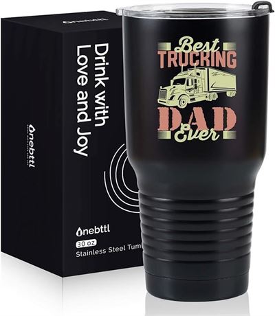 Onebttl Truck Driver Gifts For Men - Best Trucking Dad Ever - 30oz