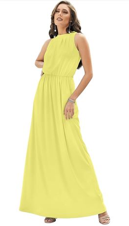 SIZE:4XL, KOH KOH Sexy Sleeveless Summer Formal Flowy Casual Gown