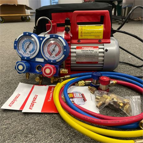 Kozyvacu Mini Split/HVAC/AUTO AC Repair Complete Tool Kit with 1-Stage 4.5 CFM V