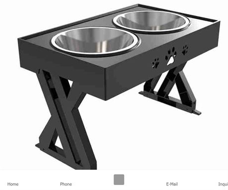 Raised Dog Bowl With 2 Stainless Bowls