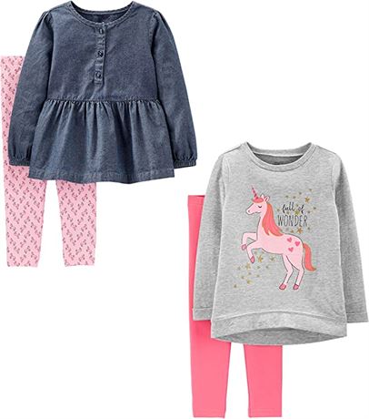 Size: 5T, Simple Joys by Carter's Girls' 4-Piece Long-Sleeve Shirts and Pants