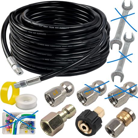 Hourleey Sewer Jetter Kit for Pressure Washer 50FT, Drain Cleaner Hose 1/4 Inch