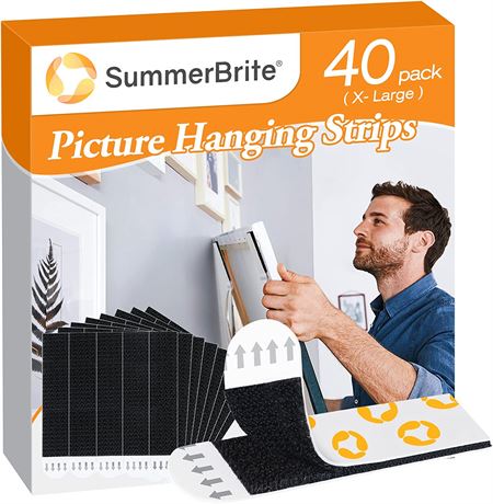 (40Pack) SummerBrite Picture Hanging Strips,Heavy Duty Picture Hanger Kit