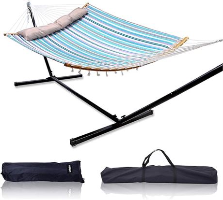 Hammock with Stand, Ohuhu Double Hammock with 12.8 FT Hammock Metal Stand, 55" x