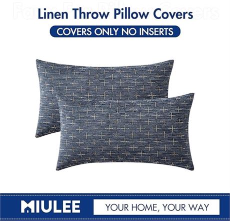 12x20" - MIULEE Pack of 2 Decorative Burlap Linen Throw Pillow Covers Modern