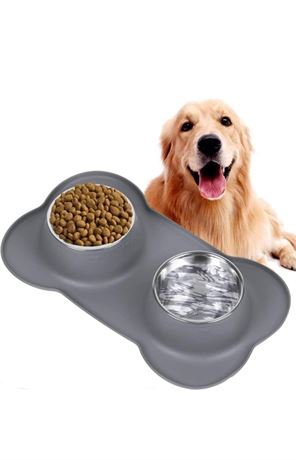 Miaomitun Dog Bowls Stainless Steel Water and Food Puppy Cat Bowls with Non Spil