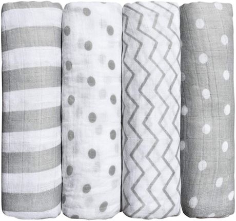 47" * 47" , Cuddlebug Muslin Baby Swaddle Blankets for Boys and Girls
