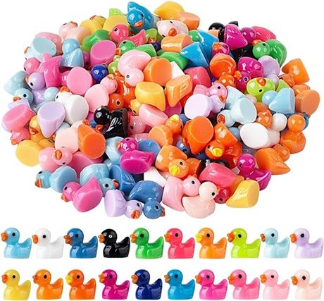 200 Pcs Mini Resin Duck Colorful Miniature Figures