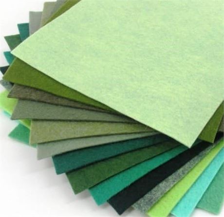 12 Greens 9"X12" Merino Wool Blend Felt Sheets Collection - OTR felt