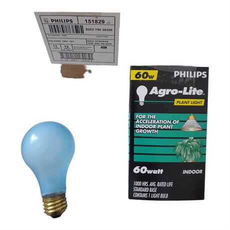 Philips  60W A19 Medium Base Agro-Lite Plant Light  Model: #151829 (box of 4)
