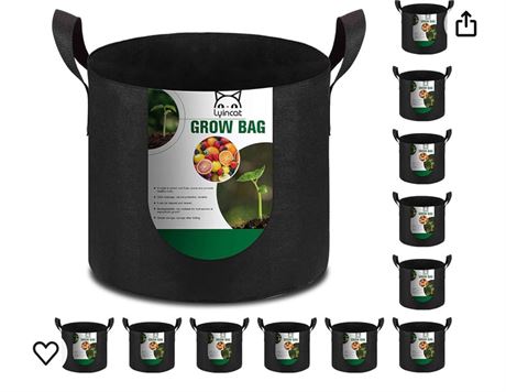 Lyincat 12-Pack 7 Gallon Grow Bags Heavy Duty Thickened Nonwoven Fabric Pots wit