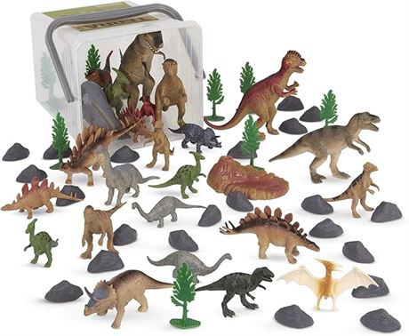 (60 Pc) Terra by Battat, Prehistoric World, Assorted Mini Plastic Dinosaur Toys