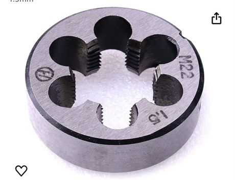 ATOPLEE 1pc M22 Metric Right Hand Thread Die,M22 X 1.5mm