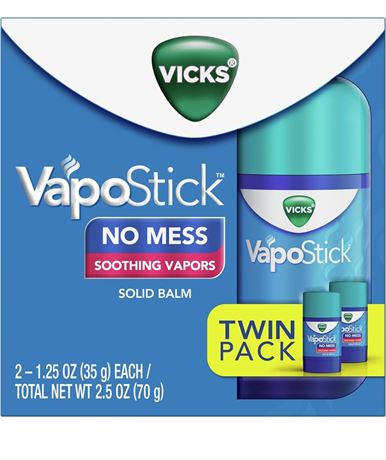 Vicks VapoStick, Solid Balm, No Mess, Soothing Non-Medicated Vicks Vapors, Easy-