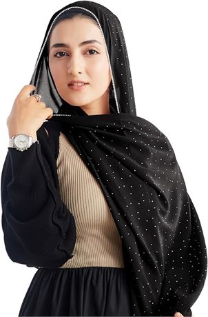 Xirhoot Hijab for Women Premium Chiffon Hijab Rhinestone Hijab Scarf