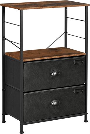 SONGMICS Nightstand, Industrial Bedside Table with 2 Fabric Drawers, Storage She