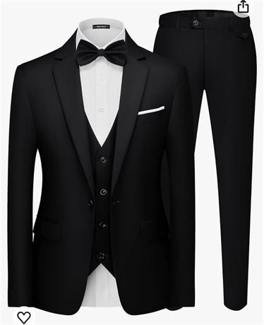 MAGE MALE Men's 3 Pieces Suit Elegant Solid One Button Slim Fit Single Breasted