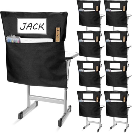 24 Pcs Student Chair Pockets Chair Storage Pocket Chair Organizer with Name Tag
