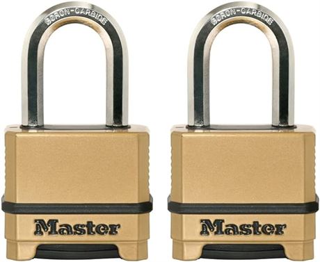 2 Pack, Master Lock Outdoor Combination Lock, Heavy Duty Weatherproof Padlock, R