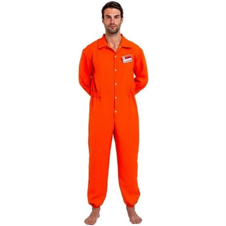 SIZE: M Spooktacular Creations Prisoner Jumpsuit Orange Prison...