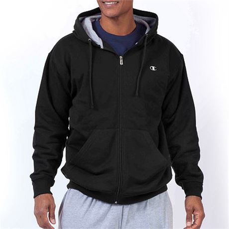 3x-large Tall Champion Big and Tall Men's Full Zip Hooded Sweatshirt, , Black