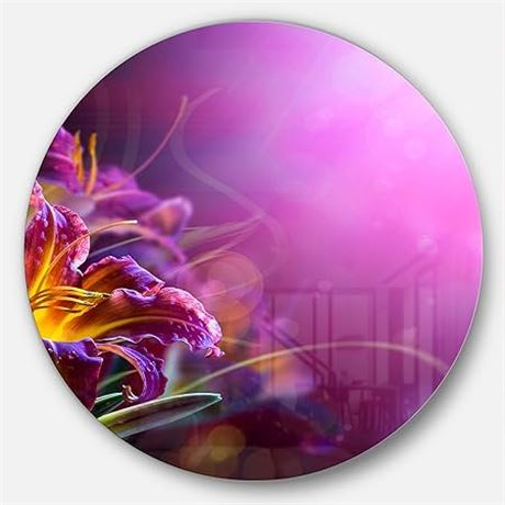 Designart MT14194-C23 Flowers on Purple Background Flo...