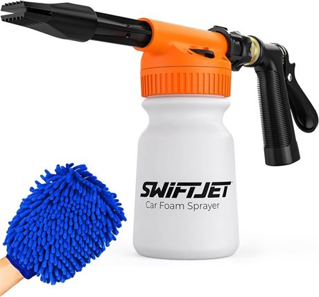 SwiftJet Car Wash Foam Gun + Microfiber Wash Mitt - Car Foam Sprayer