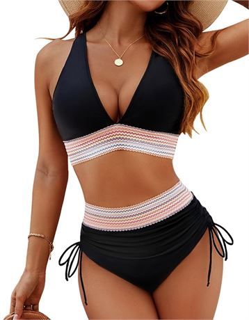 SIZE:5, Blooming Jelly Women High Waisted Bikini Sets Tummy Control Swimsuits Co
