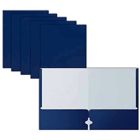2 Pack Two Pocket Portfolio Folders 50-Pack Blue Letter Size Paper Folders