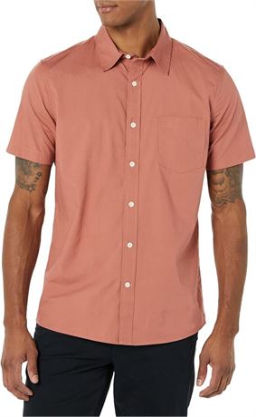 Size-L, Goodthreads Mens Standard-fit Short-Sleeve Stretch Poplin Shirt