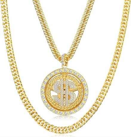 FACATH 80s 90s Hip Hop Costume Jewelry Gold Chain for Women Men Gold Acrylic