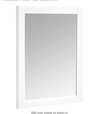 Amazon Basics Rectangular Wall Mirror 16" x 20" - Standard Trim, White