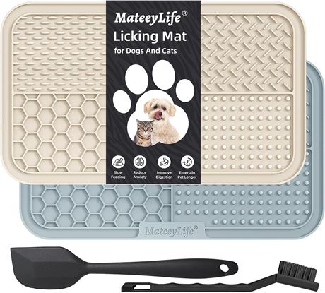 MateeyLife Large Lick Mat for Dogs and Cats with Suction Cups 2PCS, Dog Licking